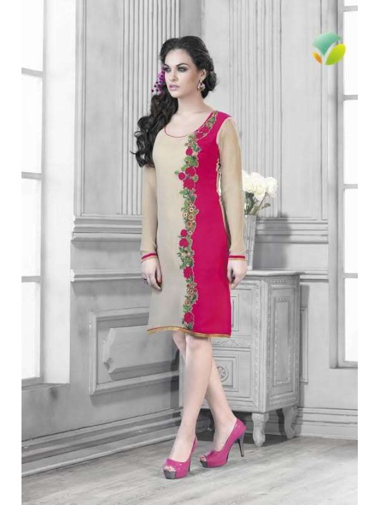 Pink & Beige Indian Readymade Designer Party Kurti Pink & Beige Indian Readymade Designer Party Kurti