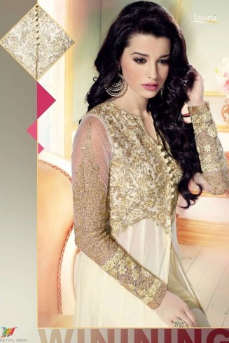 L19005 WHITE LAVINA HEAVY EMBRIODERD DESIGNER DRESS