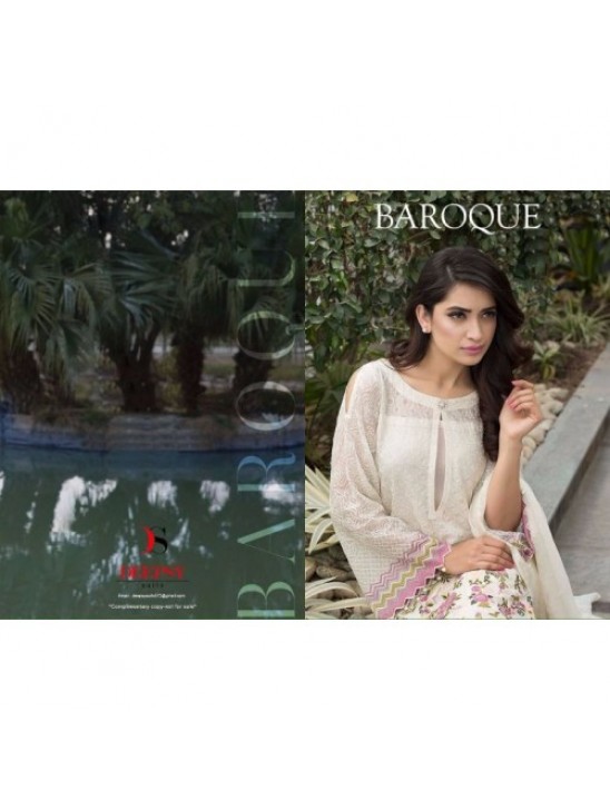 7004 WHITE BAROQUE BY DEEPSY GEORGETTE PAKISTANI STYLE SUIT