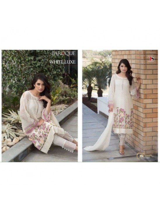 7004 WHITE BAROQUE BY DEEPSY GEORGETTE PAKISTANI STYLE SUIT