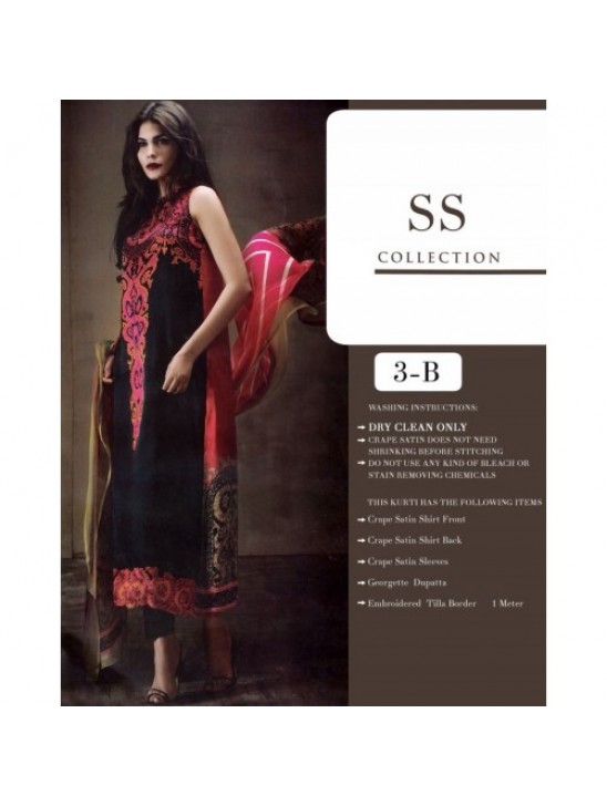 ZSS-3B BLACK PAKISTANI SANA SAFINAZ STYLE SUIT ZSS-3B BLACK PAKISTANI SANA SAFINAZ STYLE SUIT