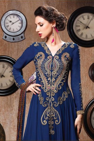 RANGSUTRA 7001 BLUE GEORGETTE ANARKALI STYLE DRESS