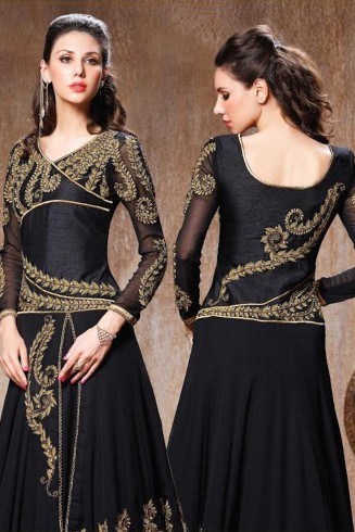 RANGSUTRA 7002 BLACK GEORGETTE ANARKALI STYLE DRESS