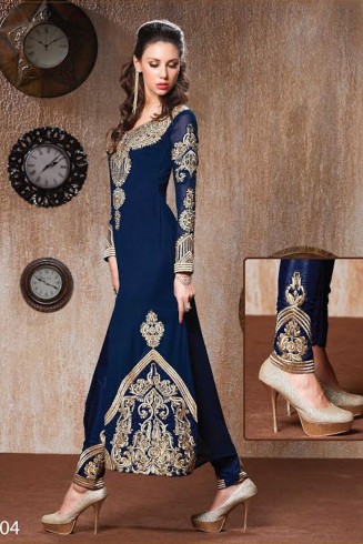 RANGSUTRA 7004 SNORKEL BLUE GEORGETTE ANARKALI STYLE SALWAR KAMEEZ DRESS