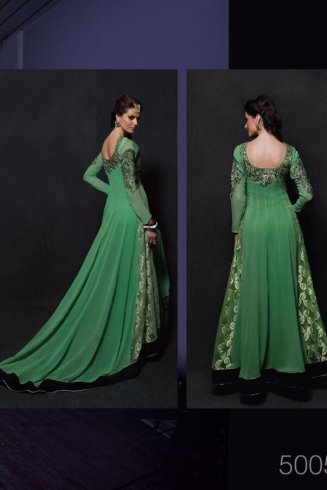 5005 RANGSUTRA GREEN FLASH ANARKALI STYLE WEDDING DRESS