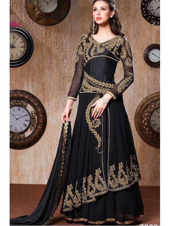 RANGSUTRA 7002 BLACK GEORGETTE ANARKALI STYLE DRESS RANGSUTRA 7002 BLACK GEORGETTE ANARKALI STYLE DRESS