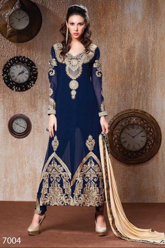 RANGSUTRA 7004 SNORKEL BLUE GEORGETTE ANARKALI STYLE SALWAR KAMEEZ DRESS