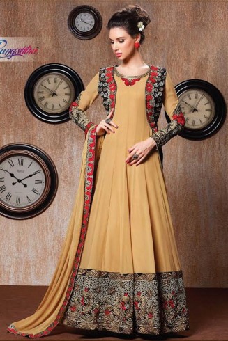 RANGSUTRA 7005 YELLOW GEORGETTE ANARKALI STYLE DRESS