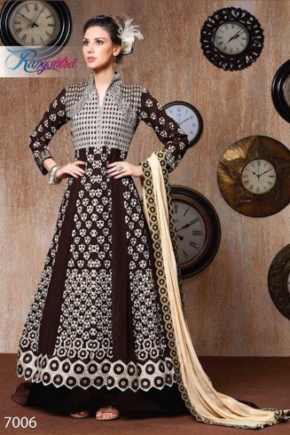 RANGSUTRA 7006 BROWN GEORGETTE ANARKALI STYLE DRESS