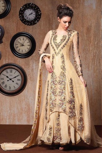 RANGSUTRA 7007 GOLD GEORGETTE ANARKALI STYLE DRESS