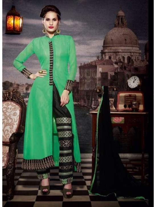 ZRSF-10115 GREEN AND BLACK STUNNING MUSK VOL 2 SEMI STITCHED SUIT ZRSF-10115 GREEN AND BLACK STUNNING MUSK VOL 2 SEMI STITCHED SUIT