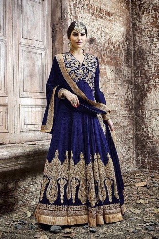 KJ04 BLUE KAJOL EMBROIDERED ANARKALI SUIT