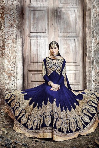 KJ04 BLUE KAJOL EMBROIDERED ANARKALI SUIT