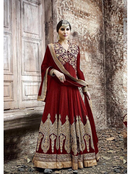 KJ03 RED KAJOL EMBROIDERED ANARKALI SUIT
