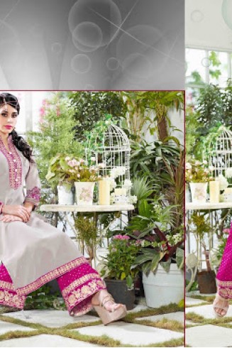 Grey Dress Top Pink Palazzo Indian Salwar Suit 