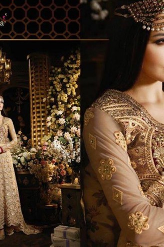 S46 BEIGE BLOSSOM SYBELLA DESIGNER LEHENGA DRESS